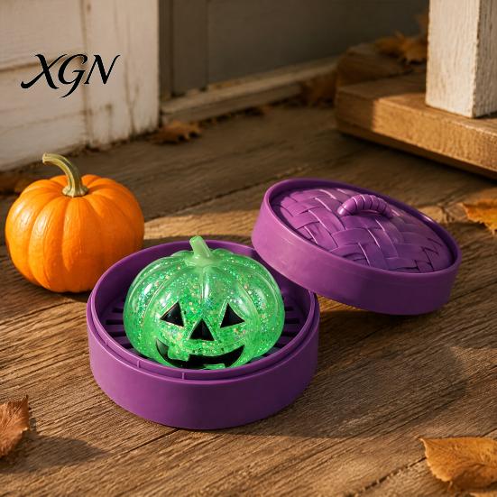 Stretchy Pumpkin Toy 1/4Pcs Halloween Stress Relief with Steamer, Glitter Head Squeeze Sensory Toy, Party Favors for Kids and Adults