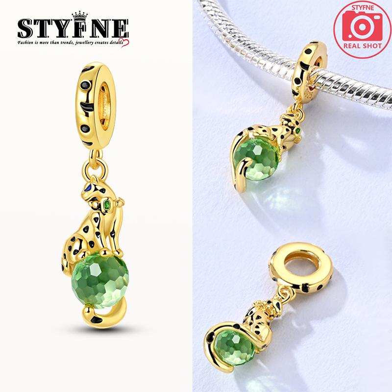 Charm Bead Charms Copper Green Zircon Leopard Animal Pendants Compatible With Charm Bead Charms Plata Authentic Bracelets Bead Charms Women Jewellery
