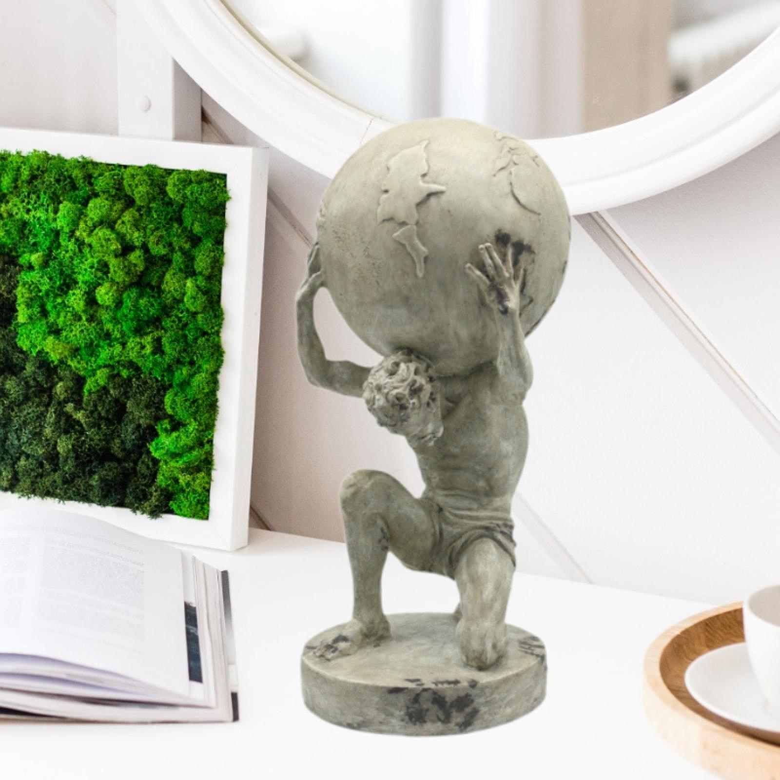 Статуэтка Титана Фигурка Древний Артефакт Украшение Статуя Сизифа Скульптура Фигура Золотая Скульптура Статуя Греческого Бога Титана Декор светло-серый