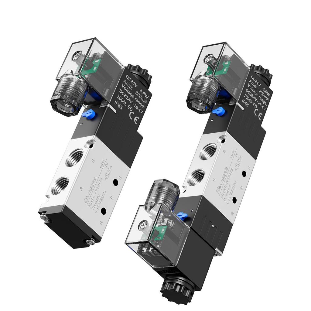24V 4V210-08 Pneumatic Solenoid Valve: Two-Position, Five-Way Air Connector for 4V220-08 and 4V310-10 Tubing