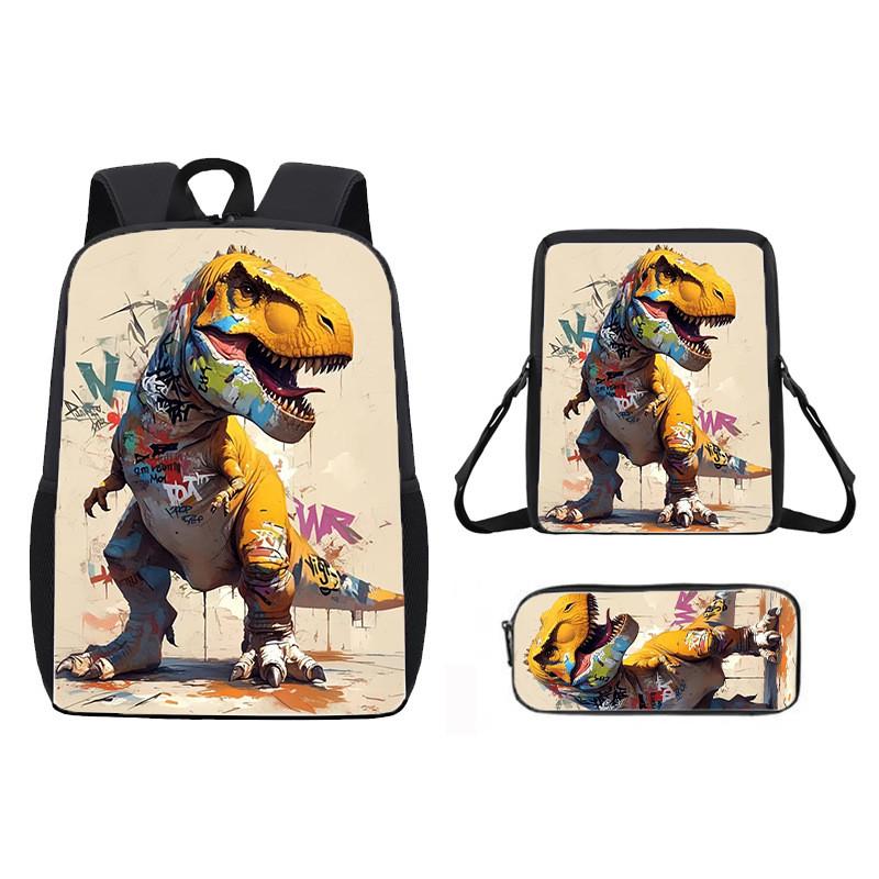 Dinosaur Print Animal Children School Backpack With Durable Material Oxford
