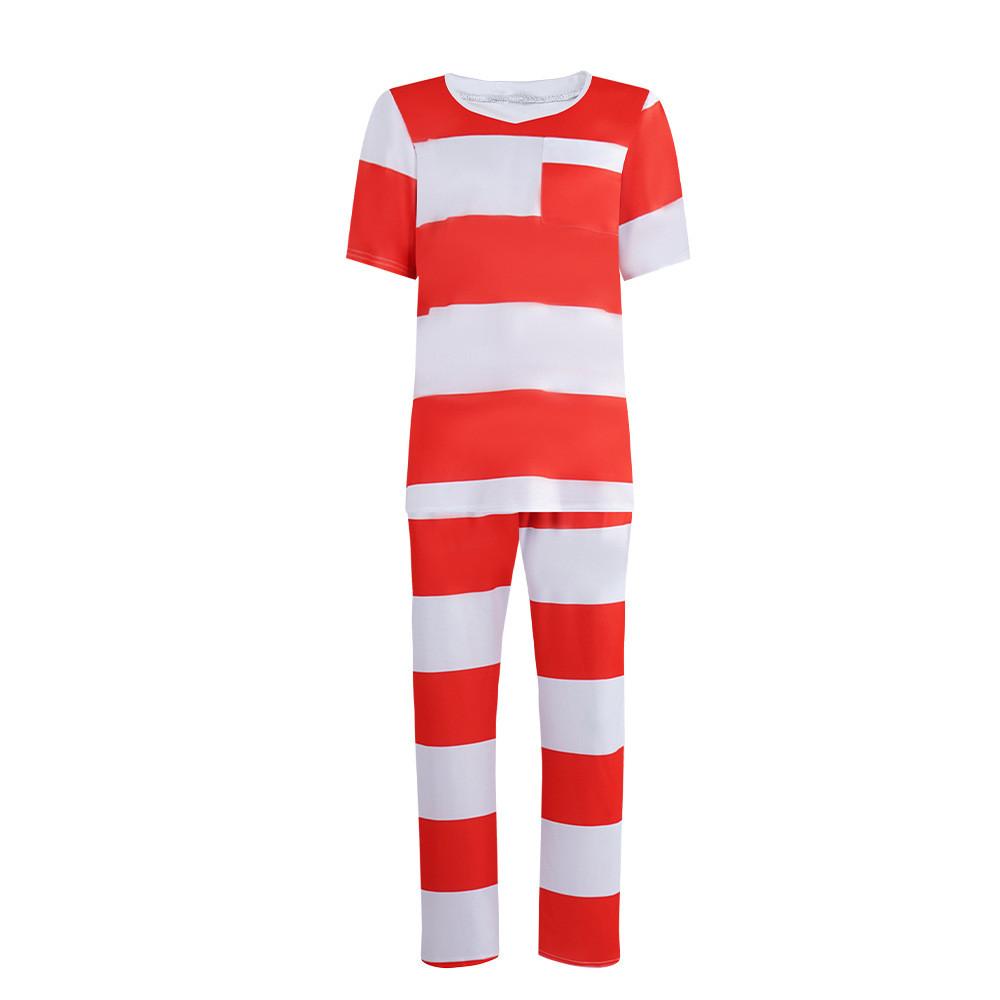 Cosplay Prisoner Costume With Stripe Design For Halloween And Themed Events