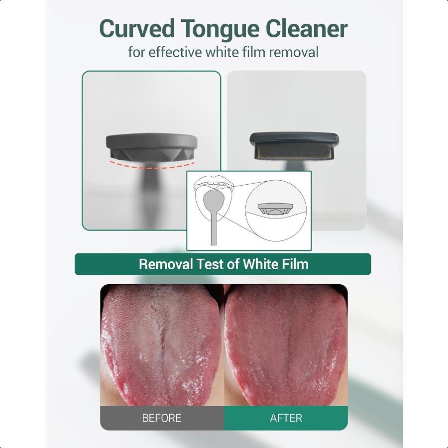 DEARCUS Korean Tongue Scraper with 3 Replaceable Heads 100% BPA Free TPE Tongue Cleaner Reduce Bad Breath and Without Hurt Hygi