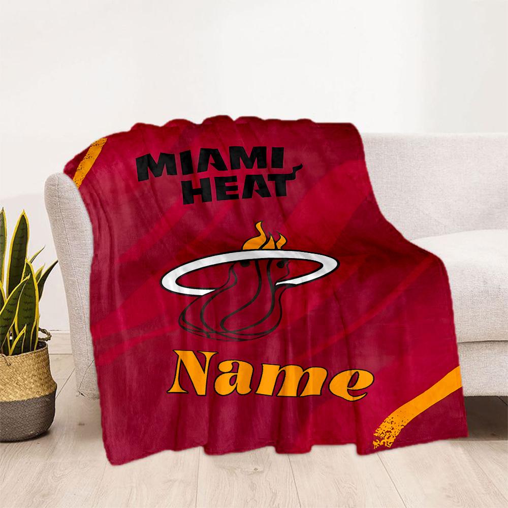 Miami Heat Poster Personalized Text Blanket Multi-purpose Customizable Blanket Ultra-Soft Throw For Bedding Office Livingroom Bed Ideal for All Season