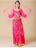 Women's Long Sleeve Indian Belly Dance Performance Costume with Short Sleeve Long Skirt