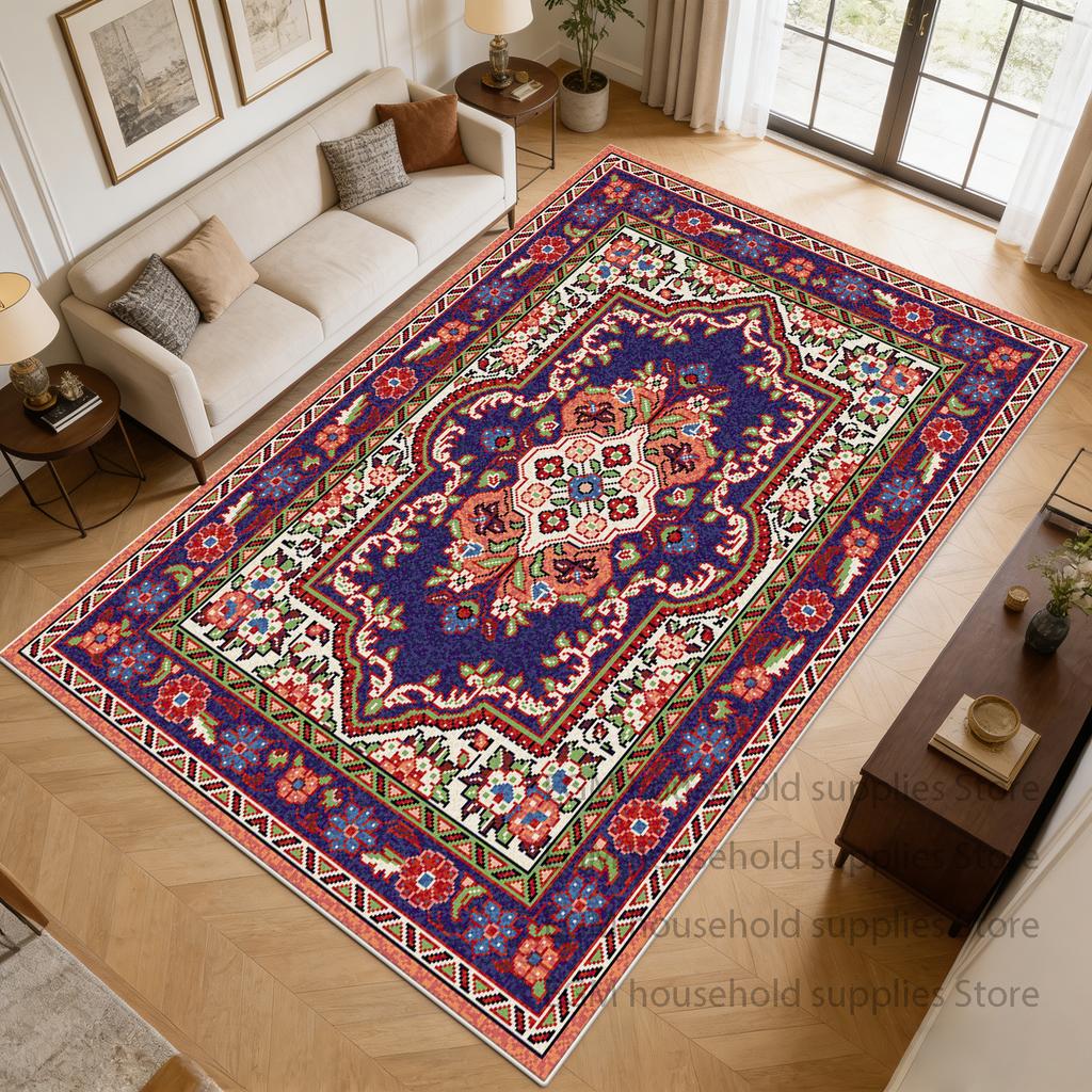 American Style Carpets Retro Living Room Decoration Light Luxury Rugs Bedroom Decor  Lounge Non-slip Study Floor Mats Washable
