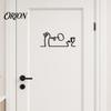 Wall Art Funny Bathroom Sign, 3D Printed Minimalist Line Toilet Living Room Art, Black Modern Home Decor for Washroom Sign