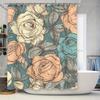 Vintage Floral Shower Curtain Waterproof Bathroom Decor 3D Printed Polyester Fabric Shutter Room Divider for Home Decor Green Bl