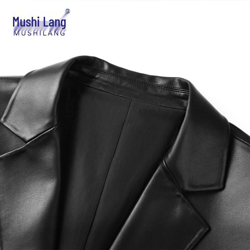 MushiLang Men's First-Layer Sheepskin Leather Blazer