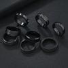 Grooved Frosted Stainless Steel Men's Ring - Non-Fading, Fashionable Titanium Set