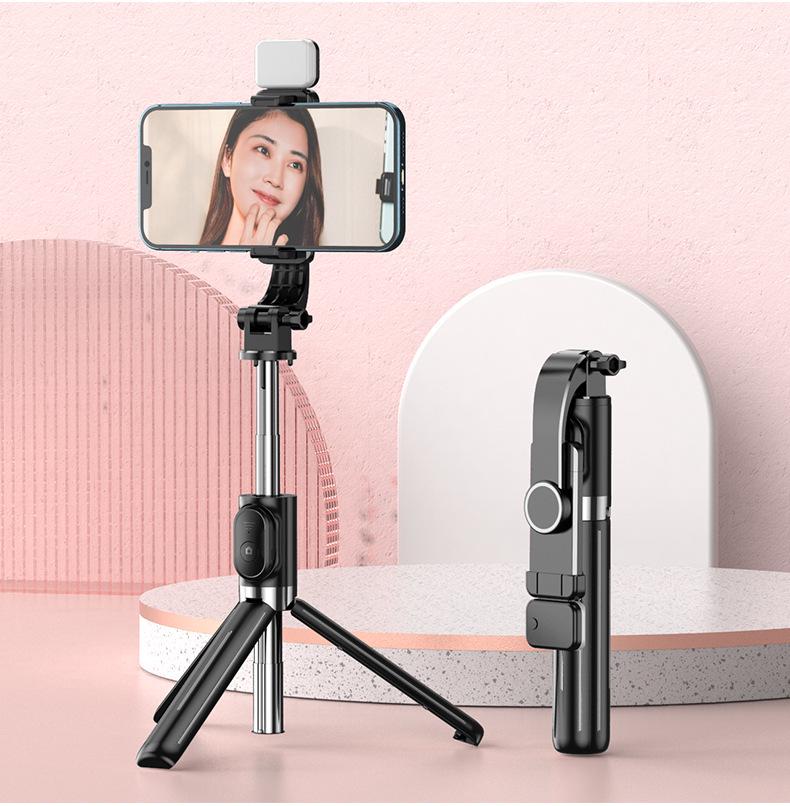 All-in-One Bluetooth Selfie Stick Tripod with Remote Control for Live Broadcasts and Travel