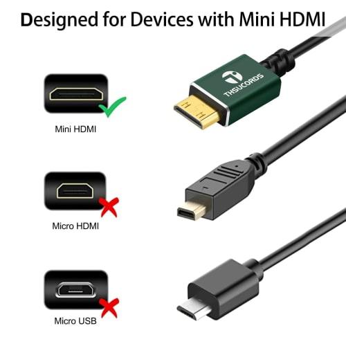 Thsucords Thin & Soft Mini HDMI to HDMI Cable 3M. Ultra Slim & Flexible Mini HDMI Cable 3D/4K@60Hz/18gbps/2160P/1080P Eligible Billing Available