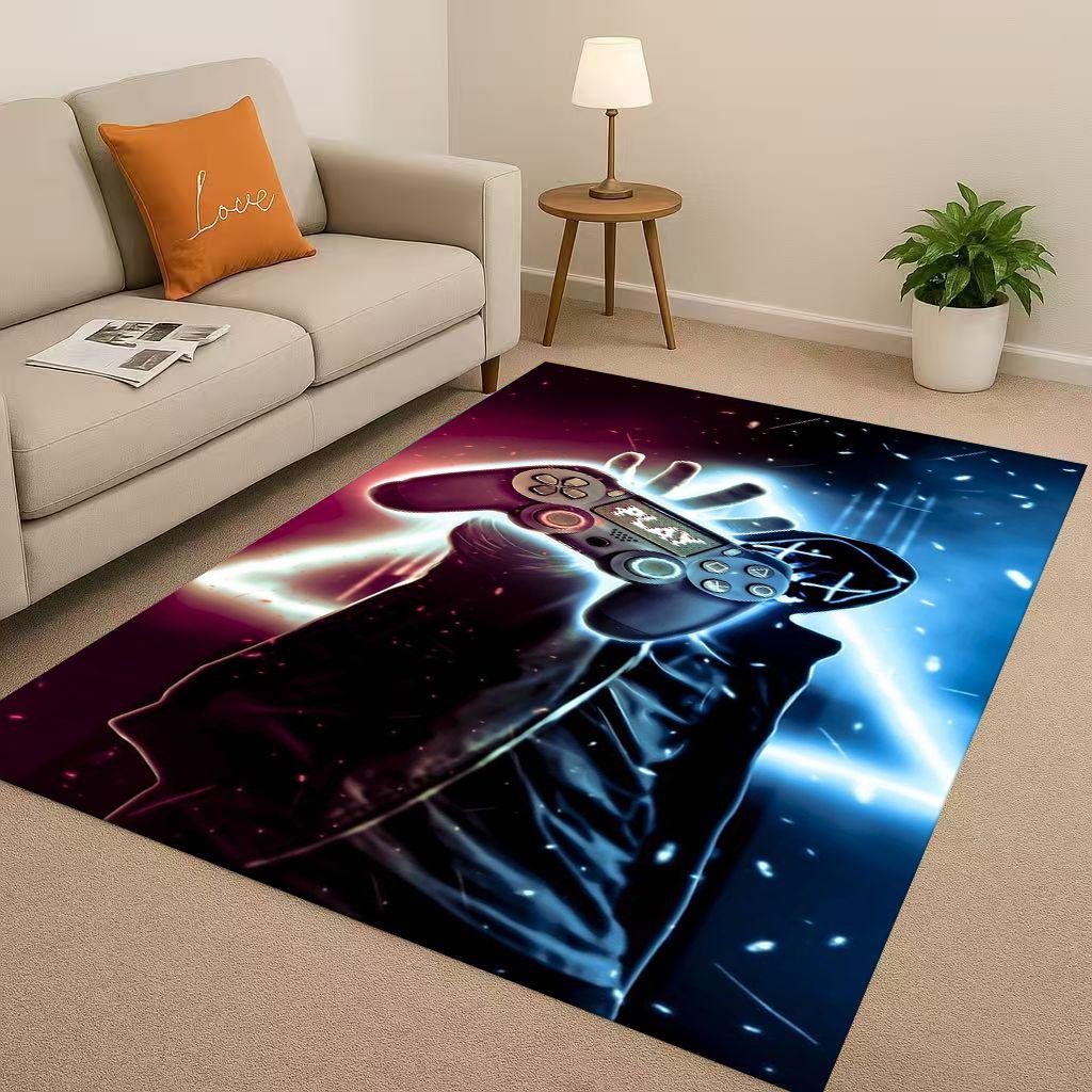 Retro Game Zone Sign Gamer Controller Living Room Non-Slip Area Rug Carpet for Bedroom Kids Playroom Sofa,Home Decor Doormat