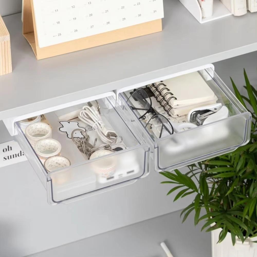 Space Saving Under Desk Drawer Organizer Slide Buckle Hidden Office Organizer  Desk Drawer