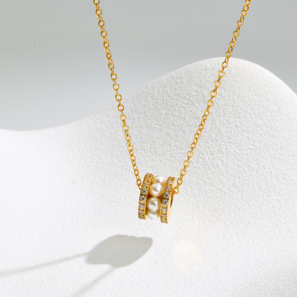 Super Flash Pearl Zircon Small Waist Necklace Titanium Steel Collarbone Chain Women Do Not Fade Gift