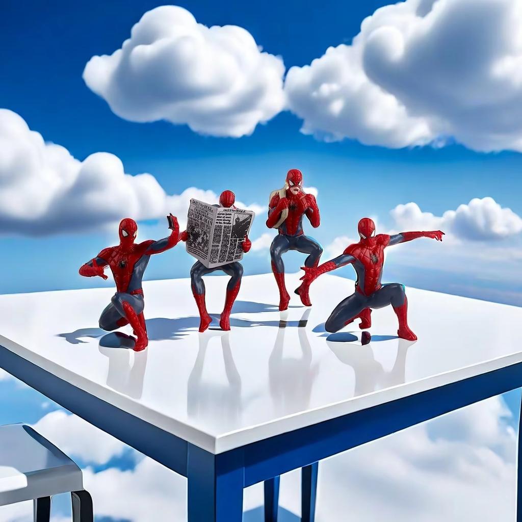 Spider Man Action Figure 4 Pcs 7-9Cm Superhero Spiderman Anime Collection Mini Model Toys Children Gift Desktop Decor