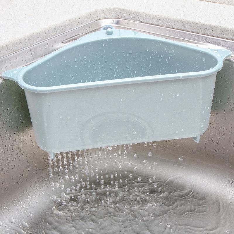 1 Pcs Triangle Sink Drain Basket Suction Cup Hanging Kitchen Sink Vegetable Leaf Peel Garbage Bin Sponge Cloth Storage Basket