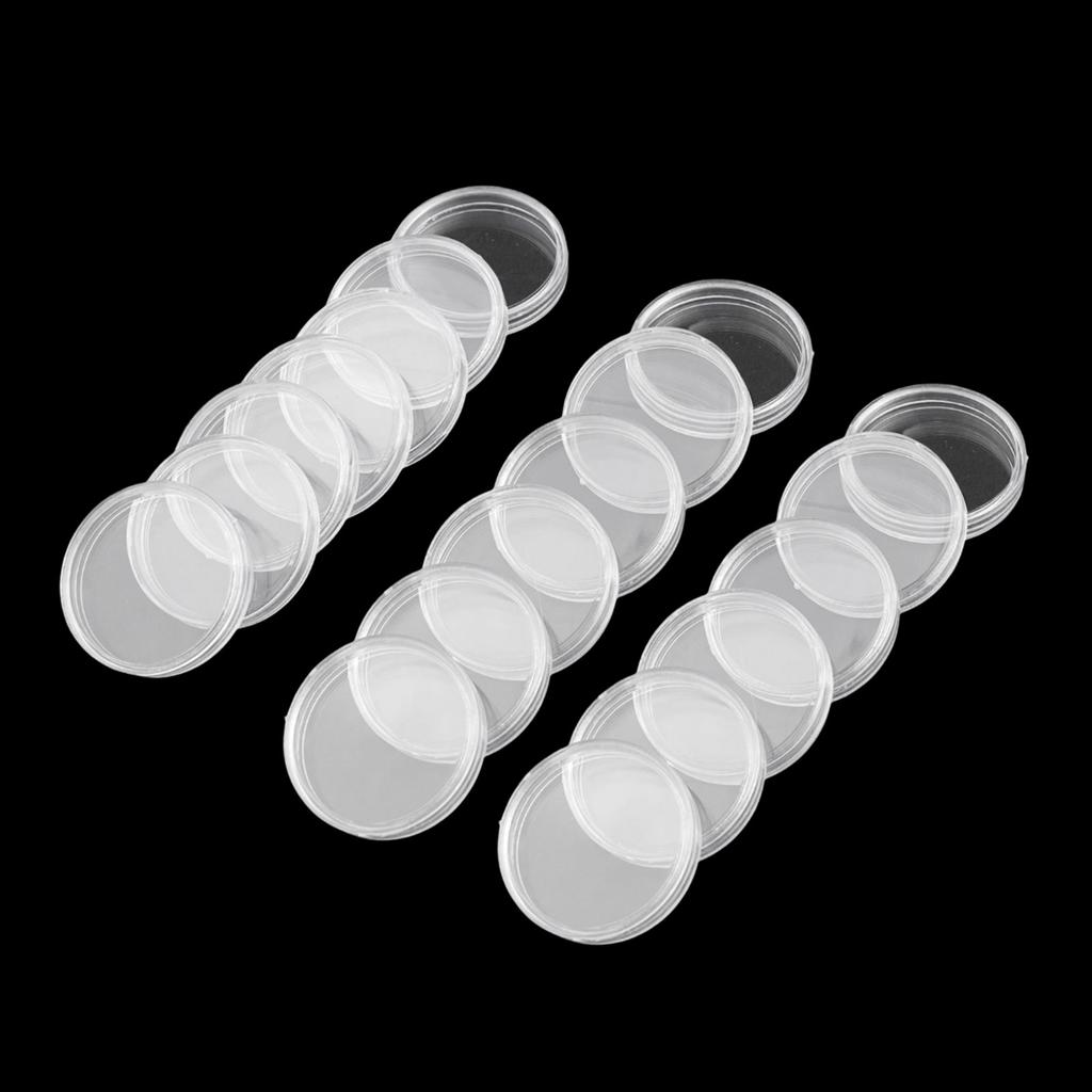 22mm Clear Plastic Coin Holder Case 100pcs for Organizing and Protecting Small Collectibles with Smooth Edge Design