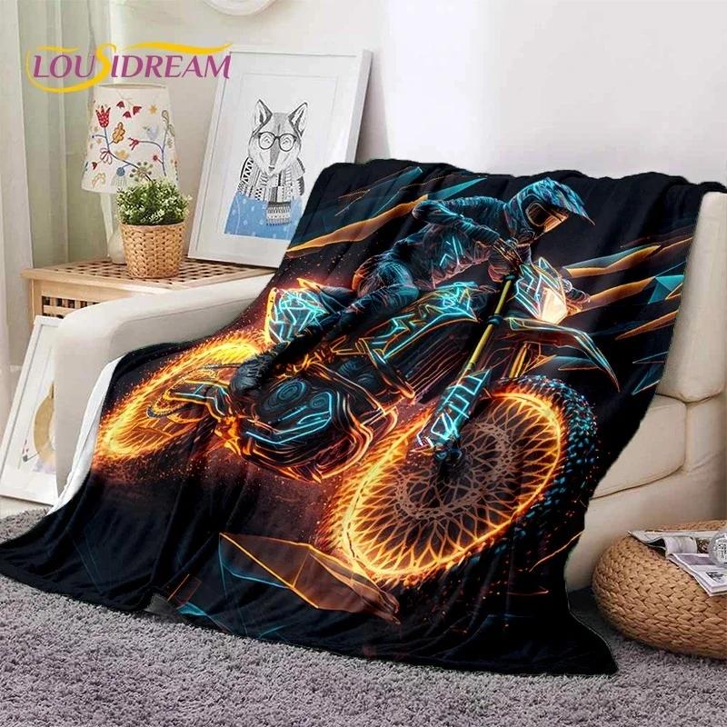 Motocross Modern retro Motorcycle Soft Flannel Blanket for Bed Bedroom Sofa Picnic,Throw Blanket for Cover Outdoors Leisure Gift