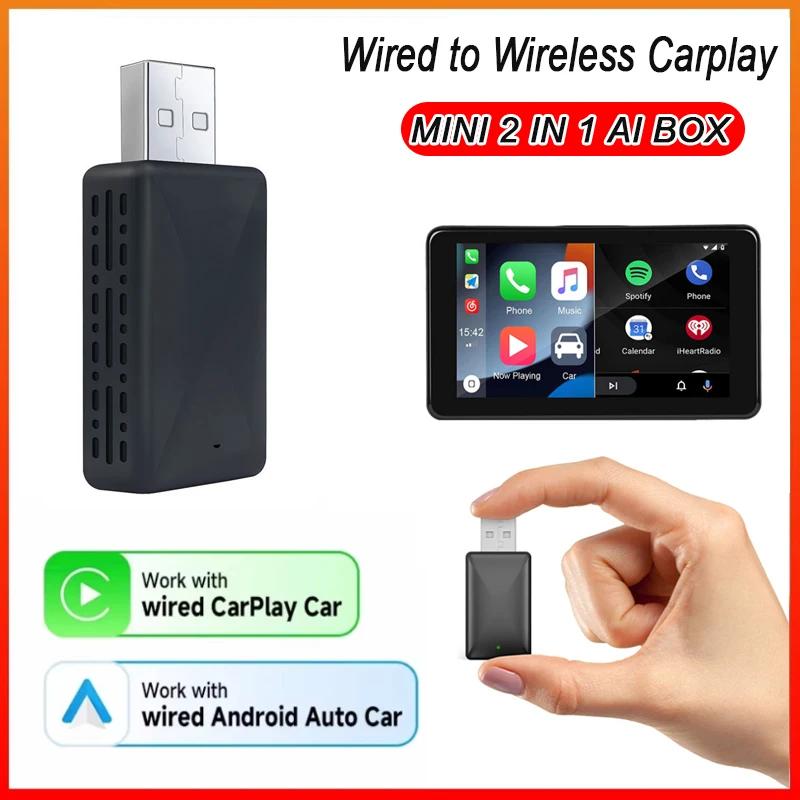 2in1 AI Smart Box Car Intelligent Systems Wireless CarPlay Dongle Wireless Android Auto Adapter For Android IOS Mini CarPlay