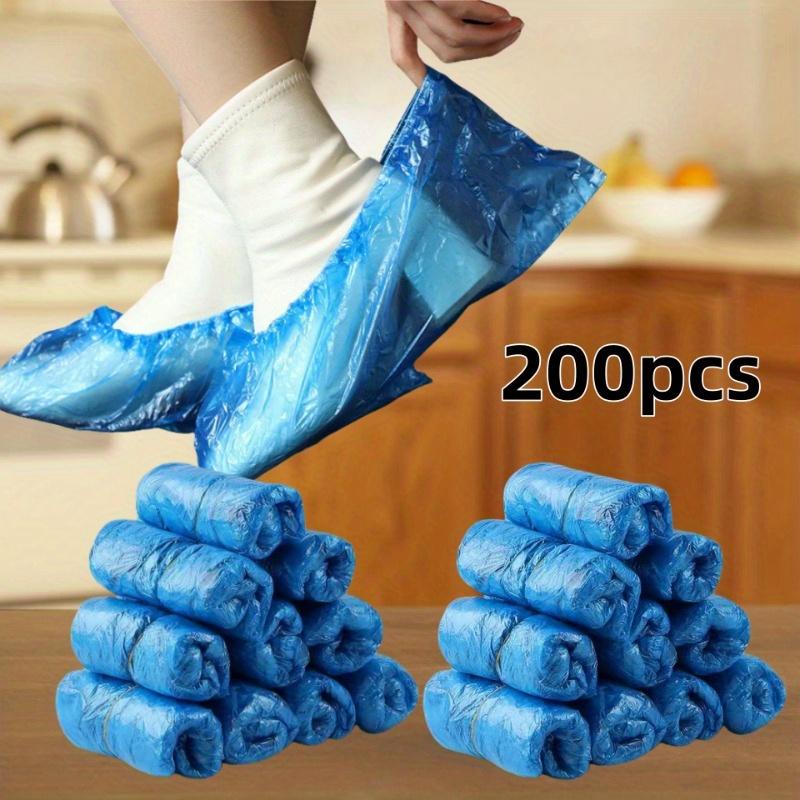200pcs Multipurpose Disposable Shoe Covers Durable Plastic Overshoe Protectors Transparent Design for Home Travel &Workplace Use
