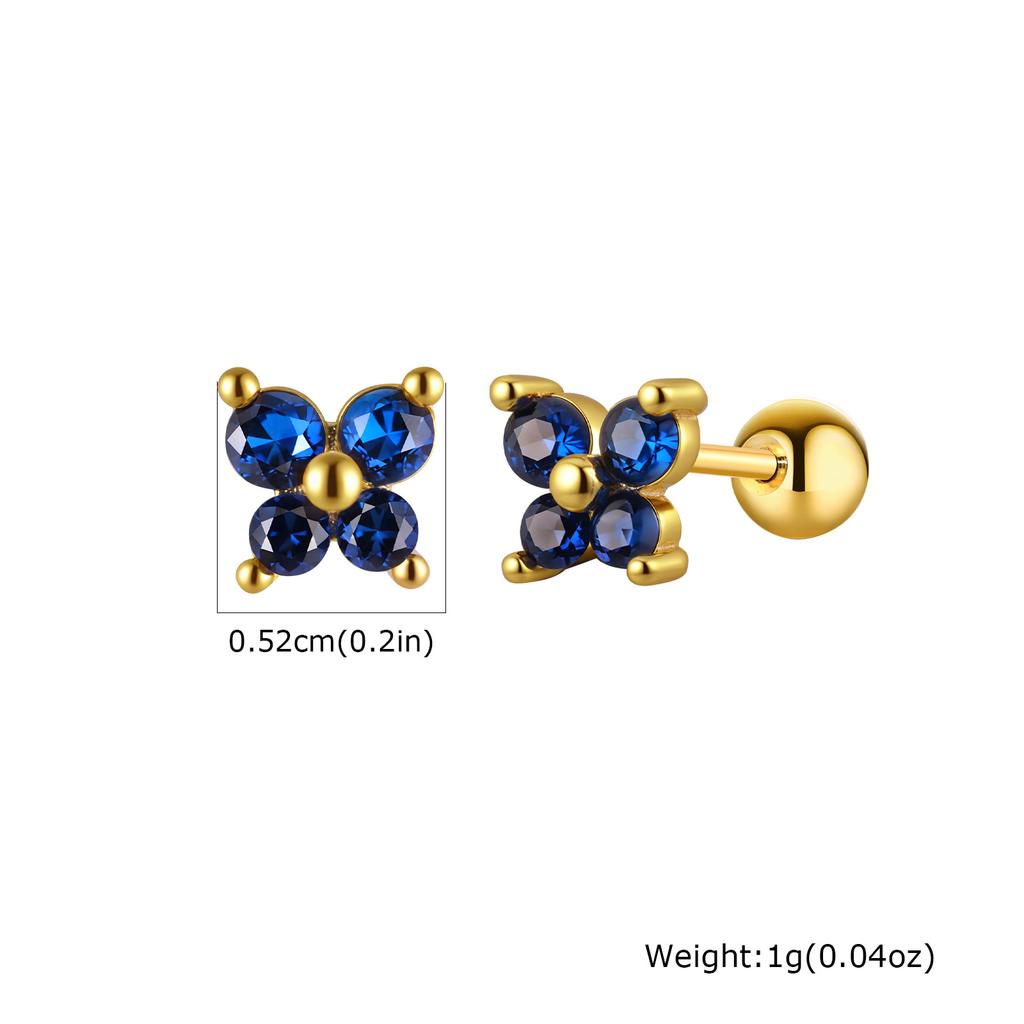 Stainless Steel Cartilage Earrings Butterfly CZ Studs Hypoallergenic Piercing Jewelry for Women Girls, Cubic Zirconia Ear Stud