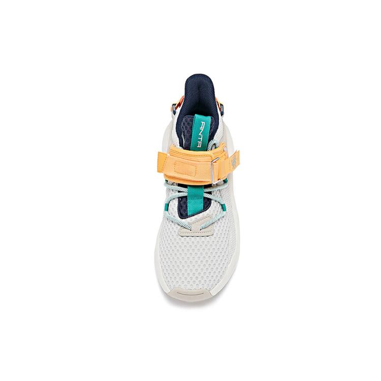 Anta Bastard Cushioning Slip Resistant Abrasion Resistant Breathable Low top Chunky Sneakers Men's White Green Orange 112028085-4