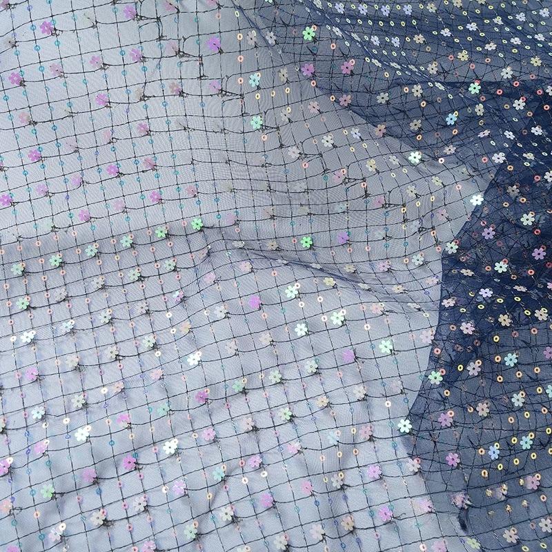 Diamond Grid Sequin Mesh Fabric for Wedding Dress Headwear Decoration Fabrics By The Meter Diy Sewing Material Cloth
