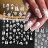 5D Embossed White Snowflake Nail Christmas Stickers 3D French Large Sonowflakes Nail Art Decals Manicure Winter Xmas Nail Supply