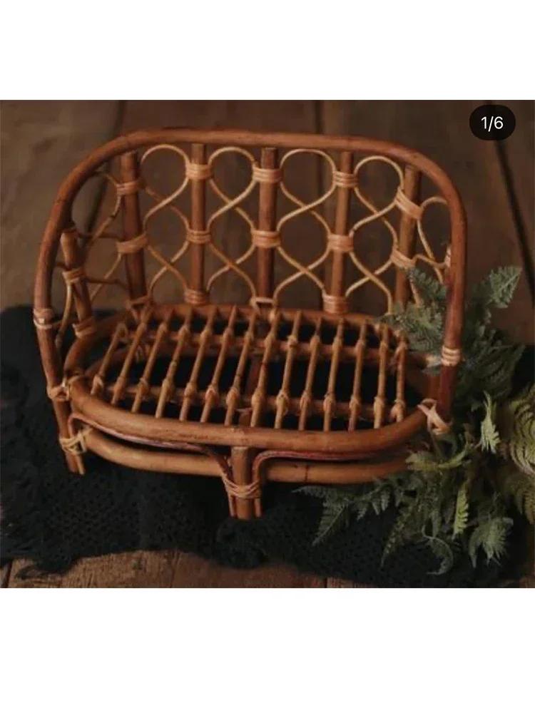 1pc Bamboo Bed Bench Rattan Basket Container Baby Photography Props Infant Posing Accessories For Baby Studio Shooting Supplies