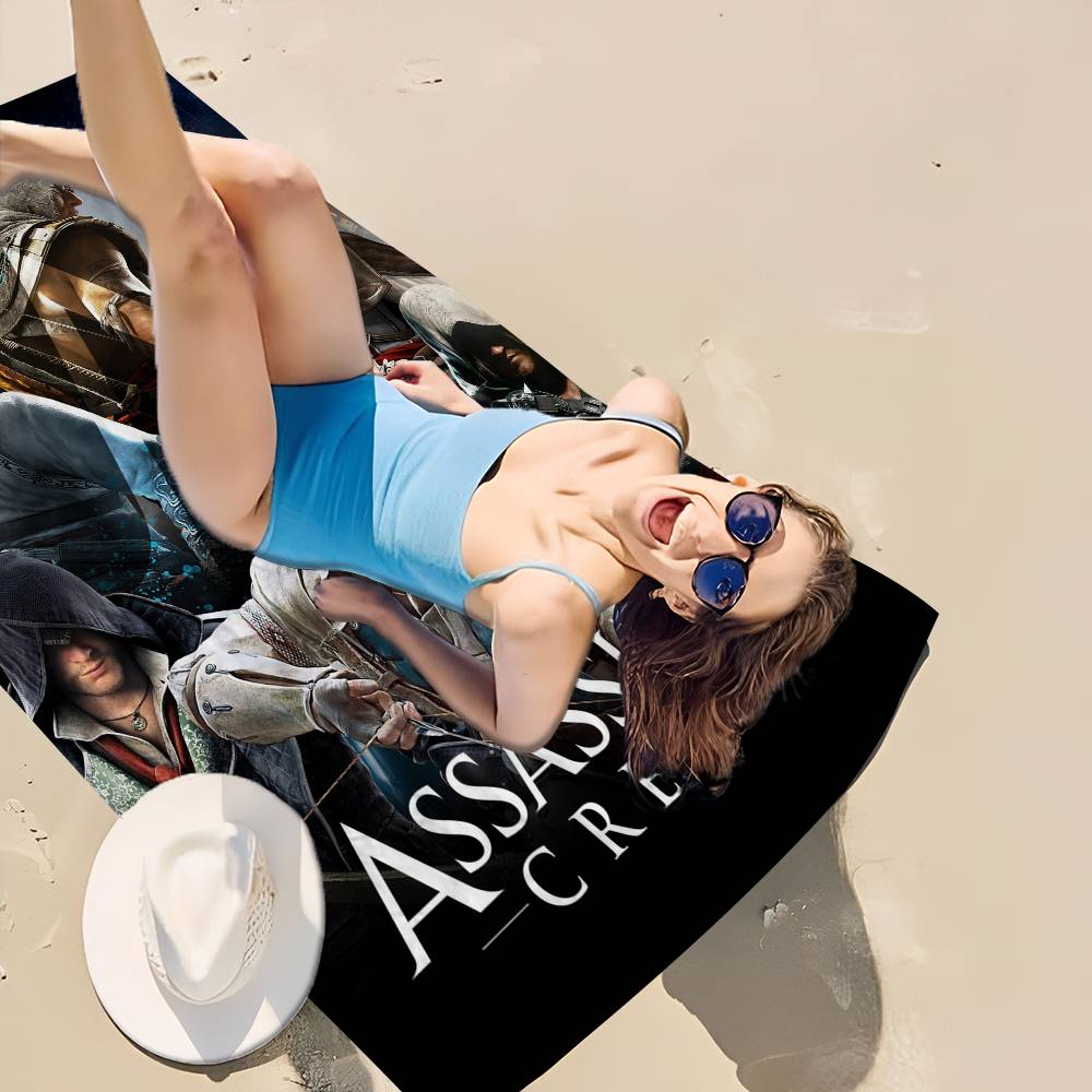 Videospiel A-Assassins Creed Mikrofaserdecke Schnelltrocknende Strandtücher Übergröße Druck Super Saugfähige Pooltuchdecke