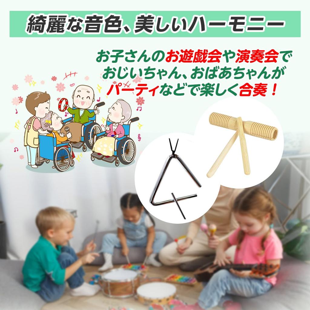 SALUDABLE Wood Block Guiro Triangle Musical Instrument Percussion Ethnic Set