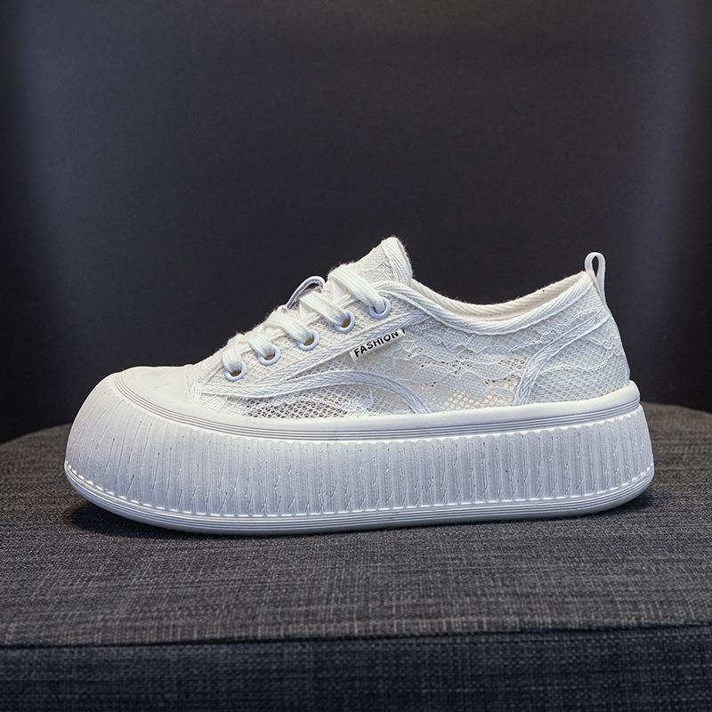 New Fisherman Shoes Lace Mesh Platform Biscuit Board Shoes Niche Ugly Cute Breathable Versatile Casual Big Head Bread Shoes