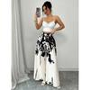 2026 Spring/Summer Women's Fashion Black and White Printed Slimming Casual Wide-Leg Pants