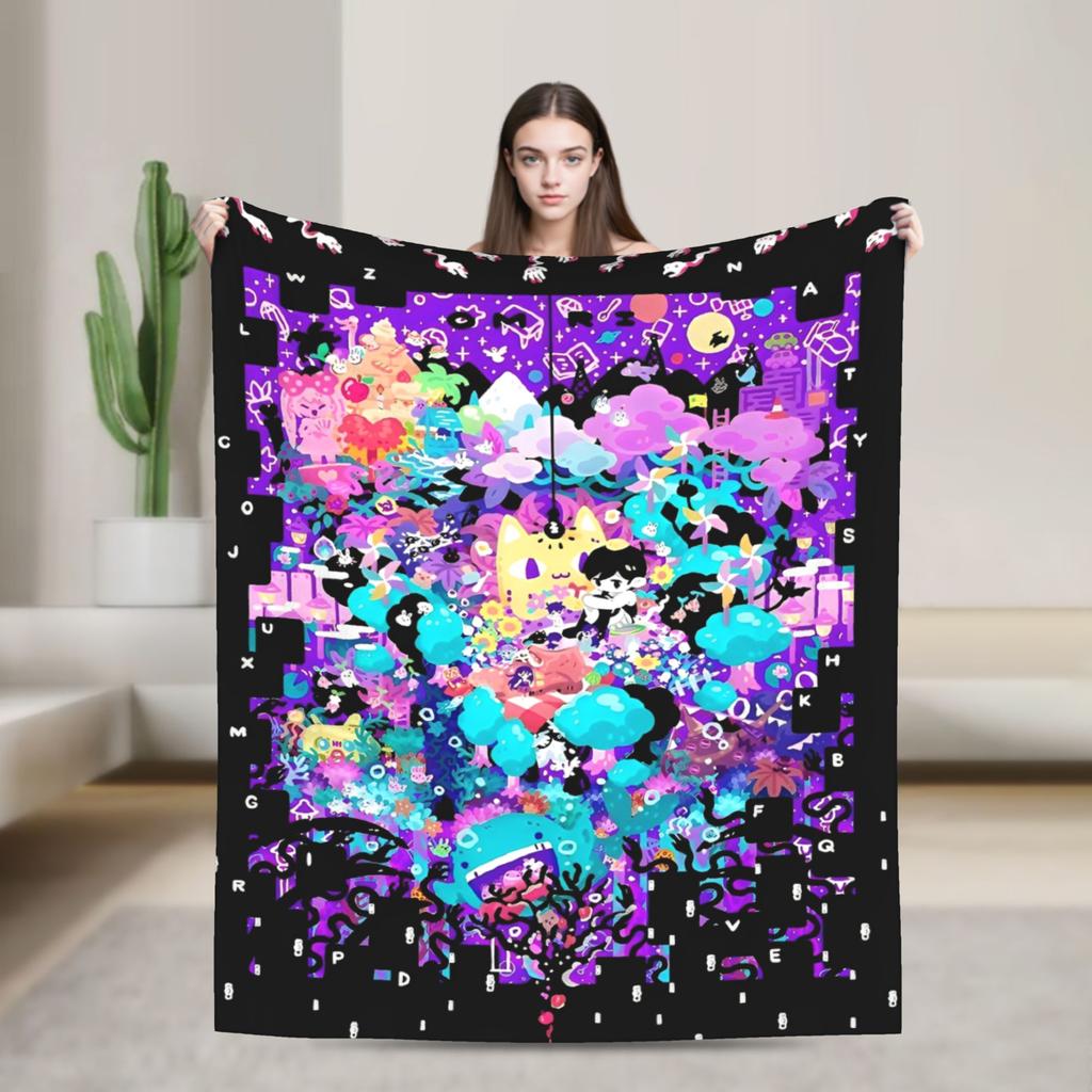 Anime Basil Omori Game Blanket  Warm Novelty Plush Throw Blanket For Home Decor Picnic Flannel Bedspread Bed Cover