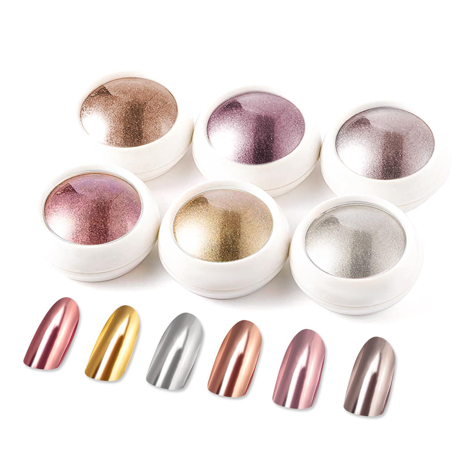 6-Color Retro Magic Mirror Nail Powder Set: Tycoon Gold, Water Ripple, Champagne, Rose Gold 6 цветов пудры для ногтей магическое зеркало