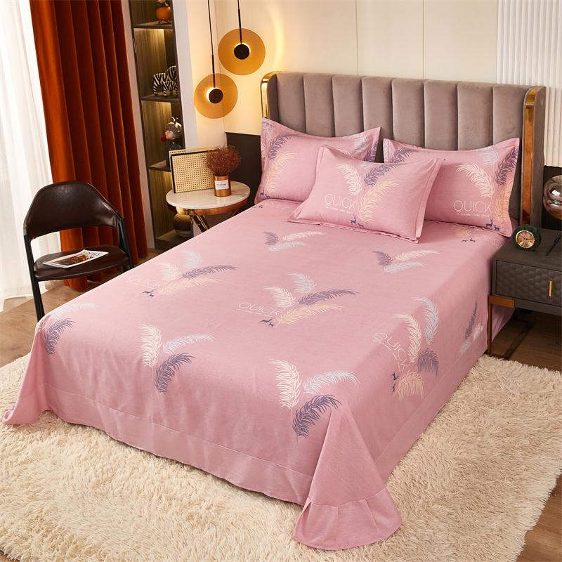 White Flower Printed Bed Sheet Set Simple Pink Cotton bedspread Thickened Bedding Set Luxury Soft Flat Sheet with Pillowcases