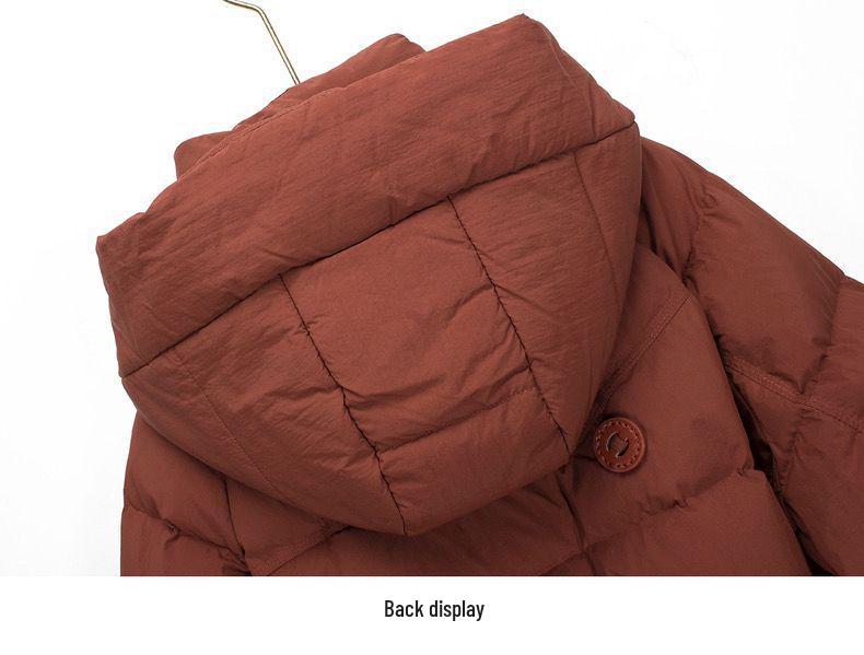 Damen Mittellange Daunenjacke mit Kapuze im koreanischen Stil - Slim Fit, Warme Winter-Pendler-Oberbekleidung