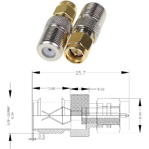 F Type to SMA Male Female Coax Connector Coaxial Adapter 2 Sets 6 Pcs
