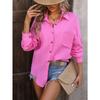 Spring and Autumn Women's Drop Shoulder Wrinkled Fabric Casual Long Sleeve Shirt