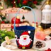 Cartoon Christmas Handbag Gift Bucket Festive Elk Cloth Handbag Christmas Gift Bag Washable Candy Bag For Gift Giving 'S Party