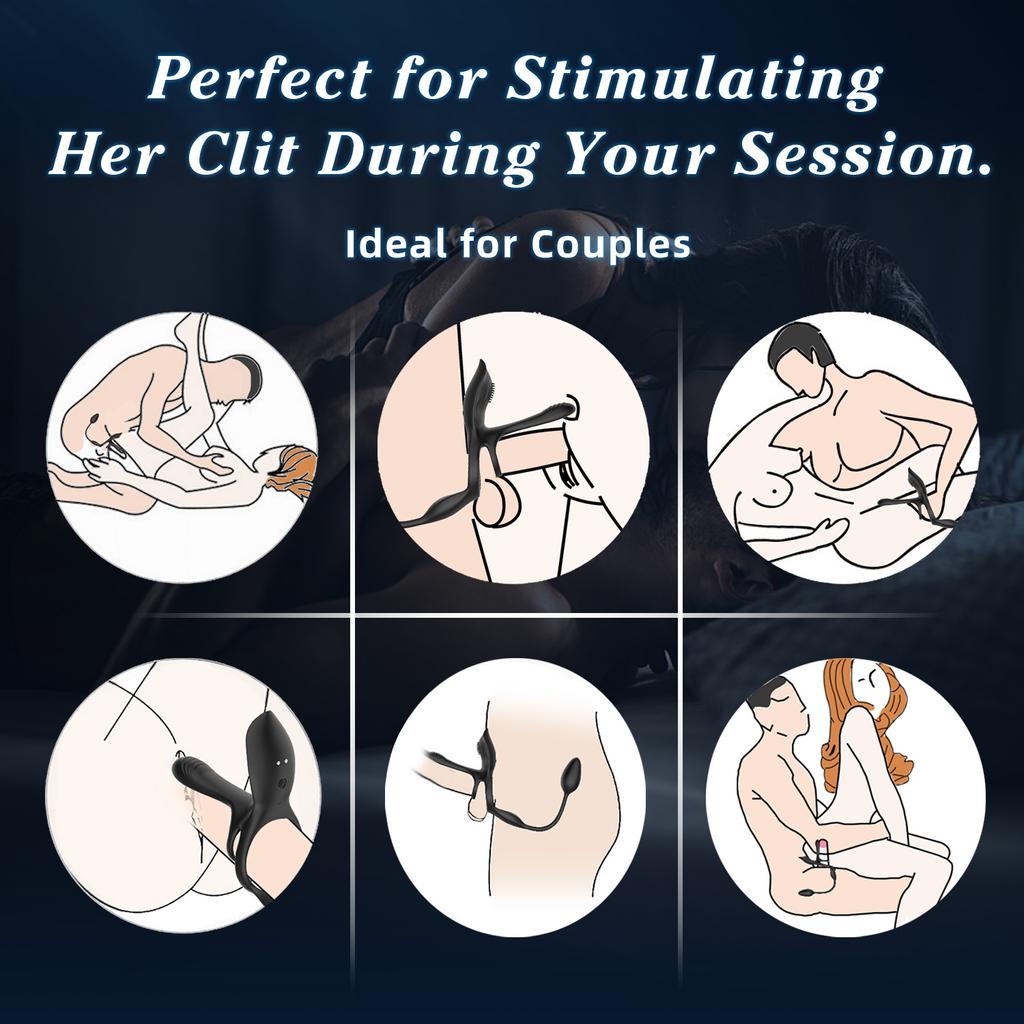 3 in 1 Vibrating Cock Ring Penisring Vibrators Adult Toys Remote Control Cockring Anal Butt Plug Male Sex Toys for Couple