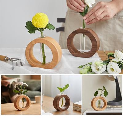 Holz Hydroponischer Blumentopf Heimvase Dekor Transparentes Imitationsglas Erdlose Pflanzgefäße Grünpflanzentopf Zur Heimdekoration