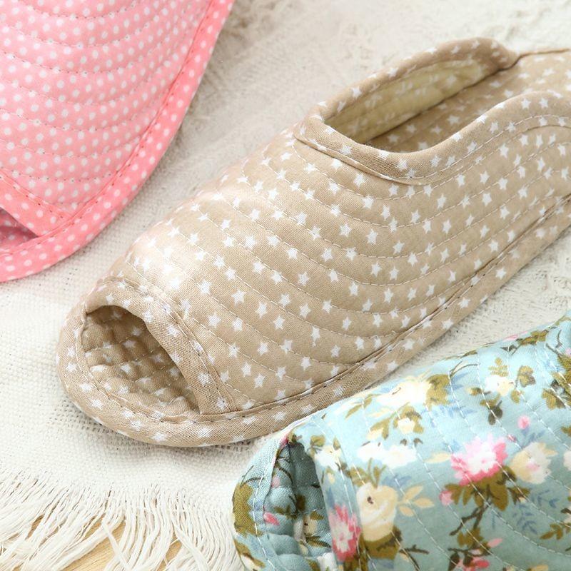 Women's home fabric slippers soft cloth bottom silent non-slip indoor climbing mat slippers wooden floor cotton mop machine washable