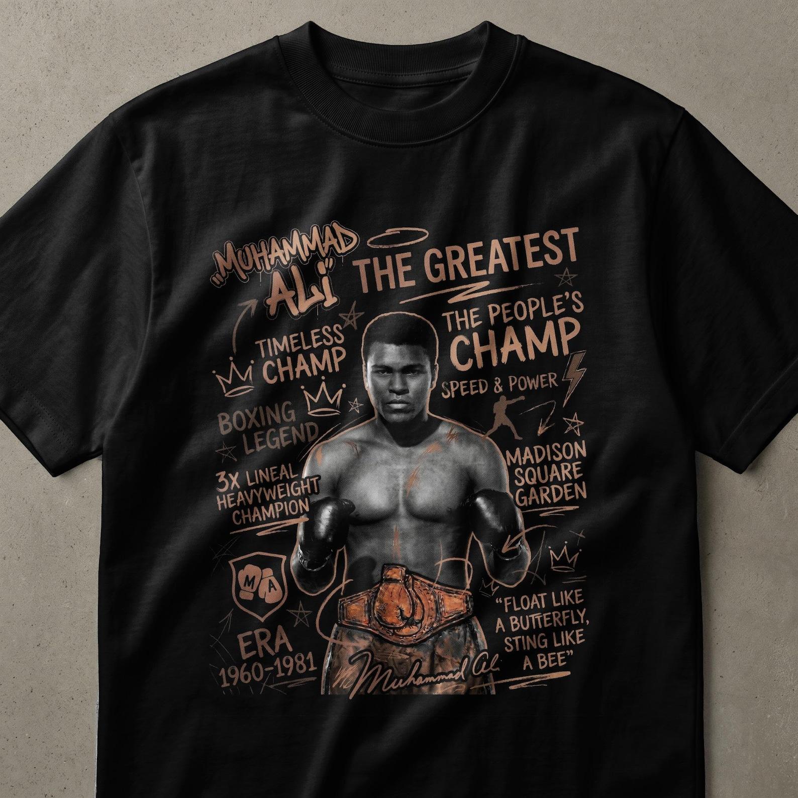 Muhammad Ali The Greatest Boxing Legend T-Shirt, Iconic Champion Tee, Motivational Sports Fan Gift for Him M