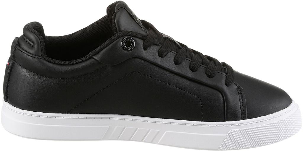 Tommy Hilfiger Court Sneaker Icon Flag Sneakers In Black Leather