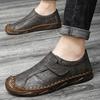 Fashion Men Casual Outdoor Shoes Genuine Leather Non-Slip Driving Shoes Handmade Breathable Soft Bottom Men Loafers Plus Size 38-47