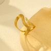 Stainless Steel Irregular Geometric Lines Ring for Women,Gold Color Opening Rings,Fashion Jewelry Gifts