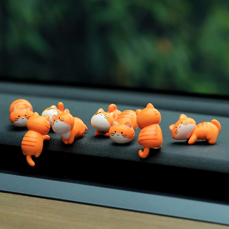 8 Pcs Mini Cat Cute Car Accessories, Funny Rear View Mirror & Dashboard Decorations Cute Car Ornament Interior Decors Gift