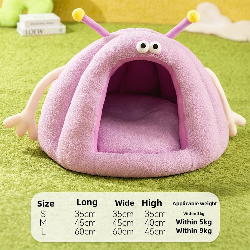 Podzimní a zimní kočka roztomilá kreslená malá příšerka uzavřené kočičí hnízdo jurta psí teplé hnízdo plyšové hnízdo pro mazlíčky